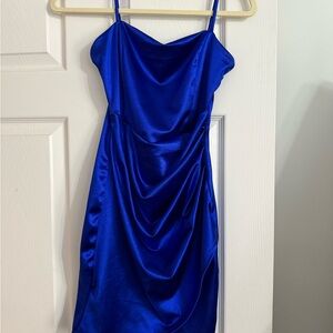 Elegant Royal Blue Satin Dress